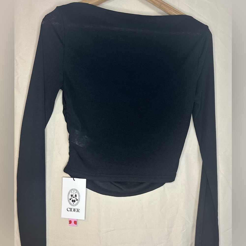 Cider Black Long Sleeve Blouse